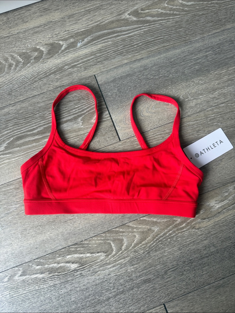 Athleta Bright Red Lightweight Sports Bra with Thin Straps